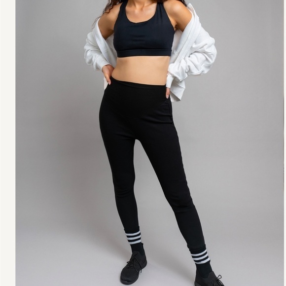 Black High-Waisted Leggings Maternity - Picture 3 of 5